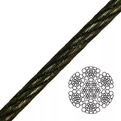 1-1/8" 6x26 Swaged Wire Rope - 153000 lbs Breaking Strength