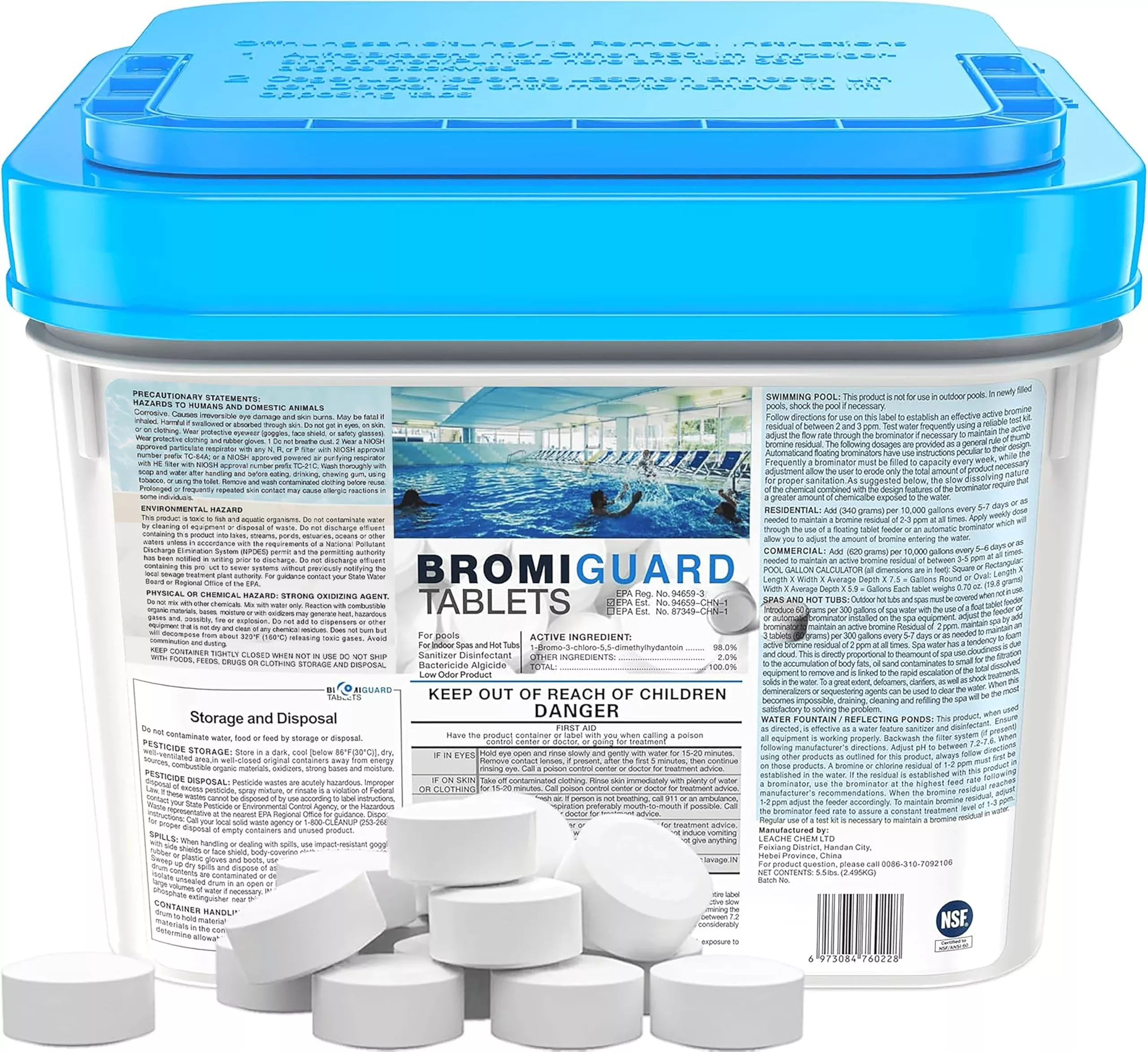 【1 Inch 5.5 Lbs】 Bromine Tablets for Spa Hot Tub Chemical Tabs Brominating Tablets Spa Hot Tub Chemical Sanitizer