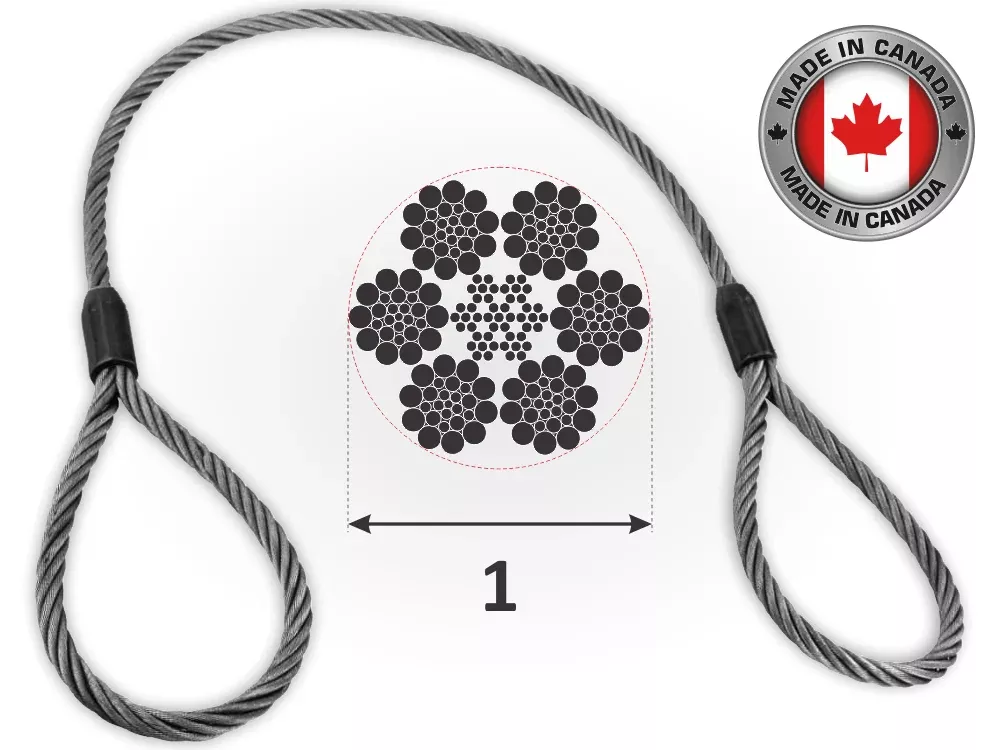 1" Wire Rope Sling - Standard Eye