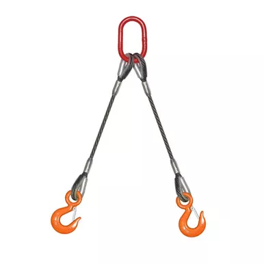 1" x 20 ft BLP-200 2-Leg Wire Rope Bridle Sling - 34000 lbs WLL