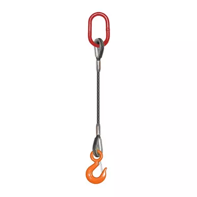 1" x 5 ft BLP-104 Oval Master & Hook Wire Rope Sling - 19600 lbs WLL