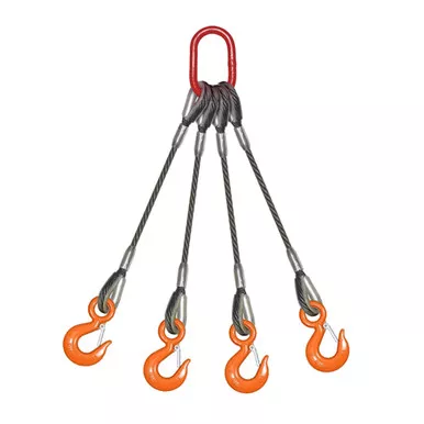 1" x 5 ft BLP-400 4-Leg Wire Rope Bridle Sling - 68000 lbs WLL