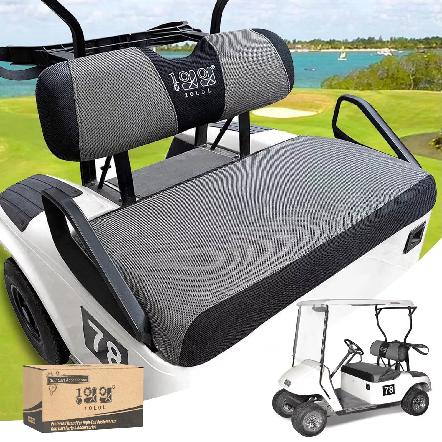 10L0L Universal Golf Cart Seat Covers Dress UP Older Golf Cart Durable Breathable Material Fit Like a Glove for EZGO TXT RXV Club Car DS, Easy to Install