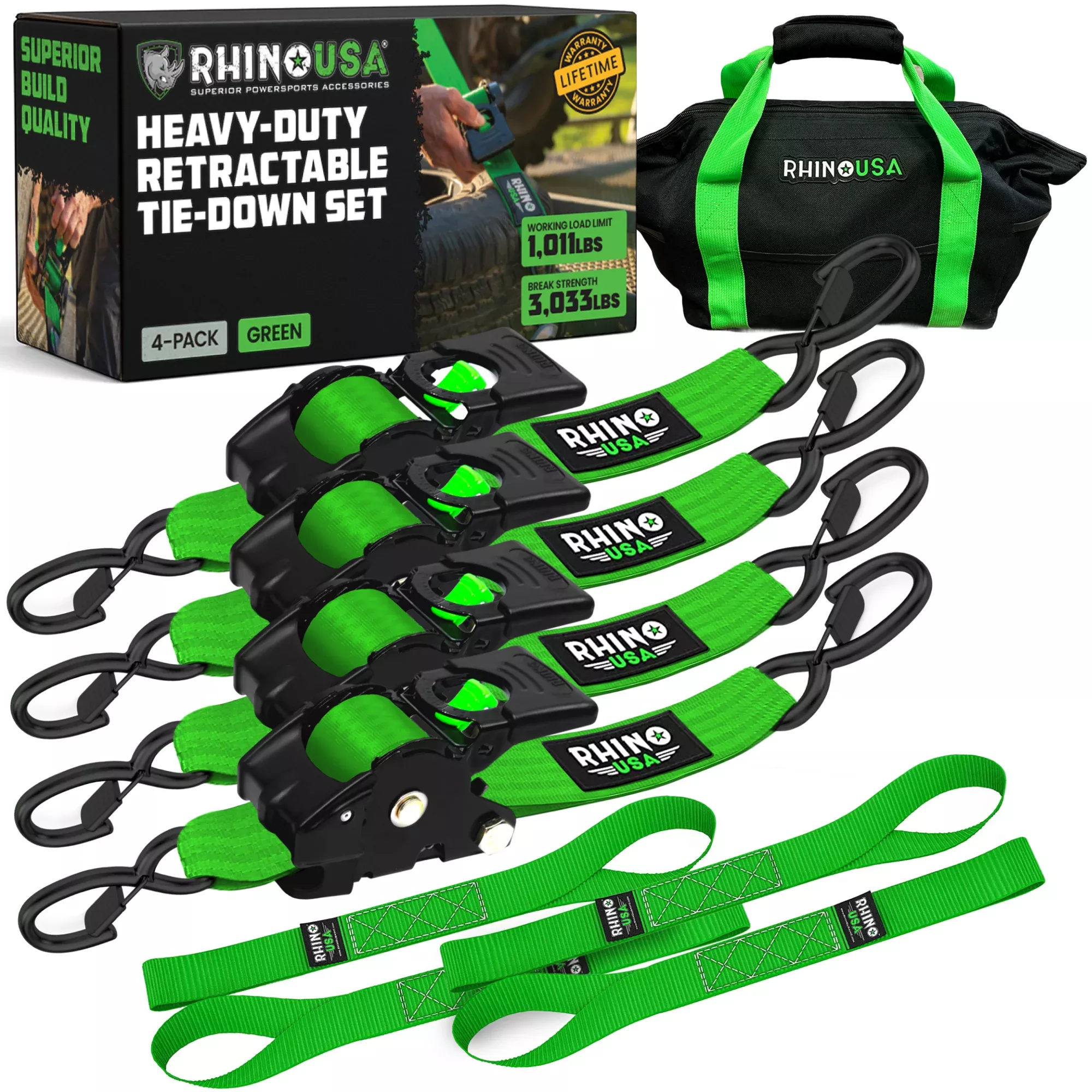 2" x 10' Retractable Ratchet Straps