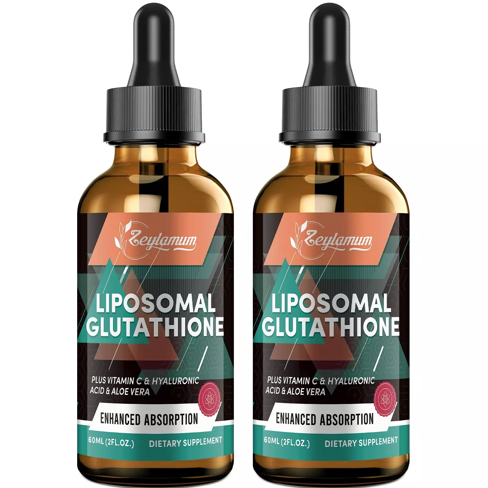 2000MG Liposomal Glutathione Liquid Drops, Ultra High Absorption, Natural Detoxification, Immune System & Skin Support*, L-Glutathione, Vitamin C & Hyaluronic Acid, Capsules Alternative, 2.02 OZ