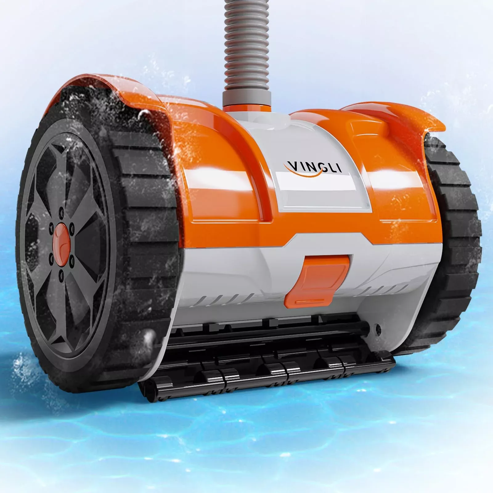 (2025 Upgrade) VINGLI Automatic Suction-Side Pool Vacuum Cleaner, Powerful Wall-Climbing Sweeper for Inground Pools, Includes 39.6ft Tangle-Free Hose (Blue&Gray)