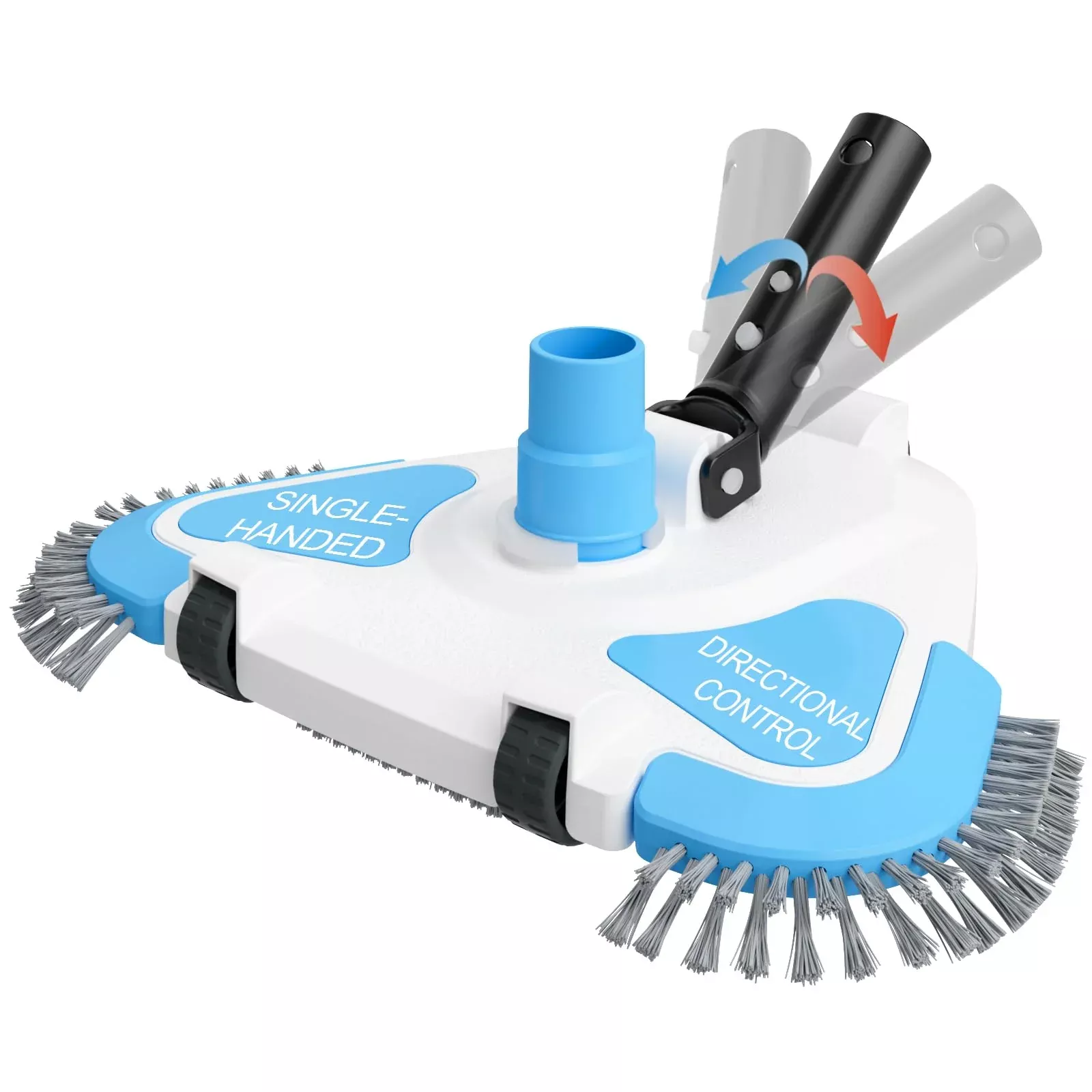 2026 Enhanced TidyMister Pool Vacuum Head with Wheels,Steering Handle Swimming Pool Vac with Side Brush & Rotatable Hose Adapter(Safe for Vinyl Liner) for Inground & Above Ground Pools - Triangle