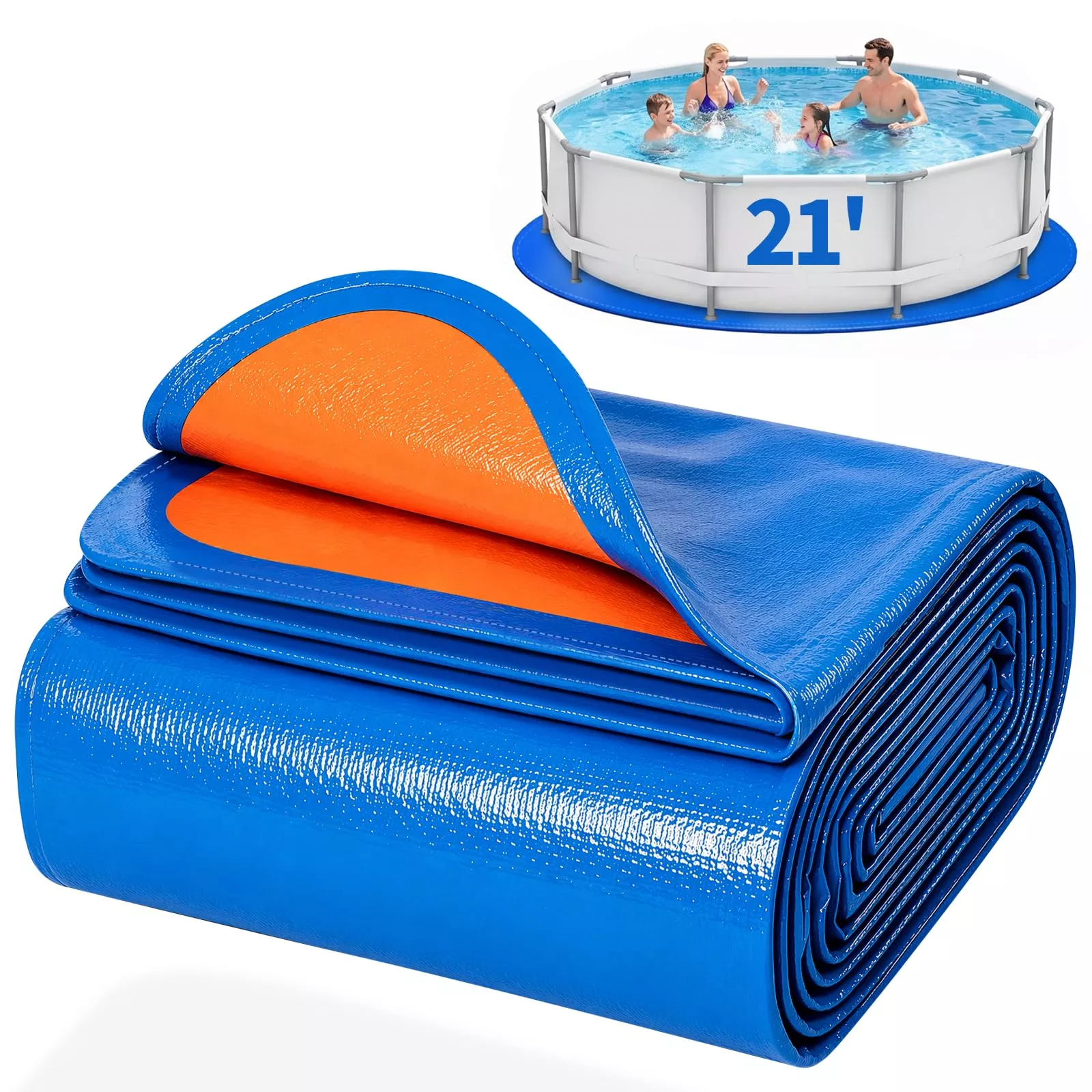 21FT Round Pool Liner Pad for Above Ground Pools, Thickened Puncture-Resistant Under Mat, Heavy-Duty Underlayment, Outdoor Tarp Protector for Concrete /Lawn, Pool Floor Base Pad, Extends Liner Life