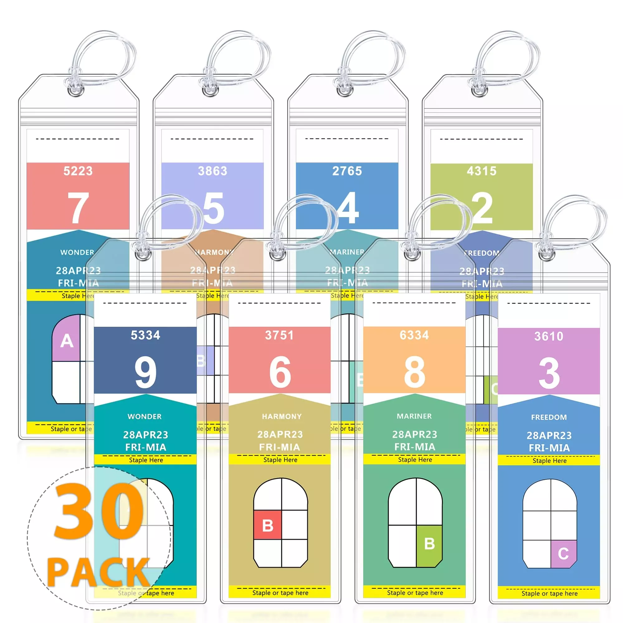 30 Pack Cruise Luggage Tag Holder, Cruise Essentials 2026 for NCL, Princess, Carnival, Royal Caribbean and Celebrity Cruise Luggage Tags for Travel Essentials by SEAVILIA
