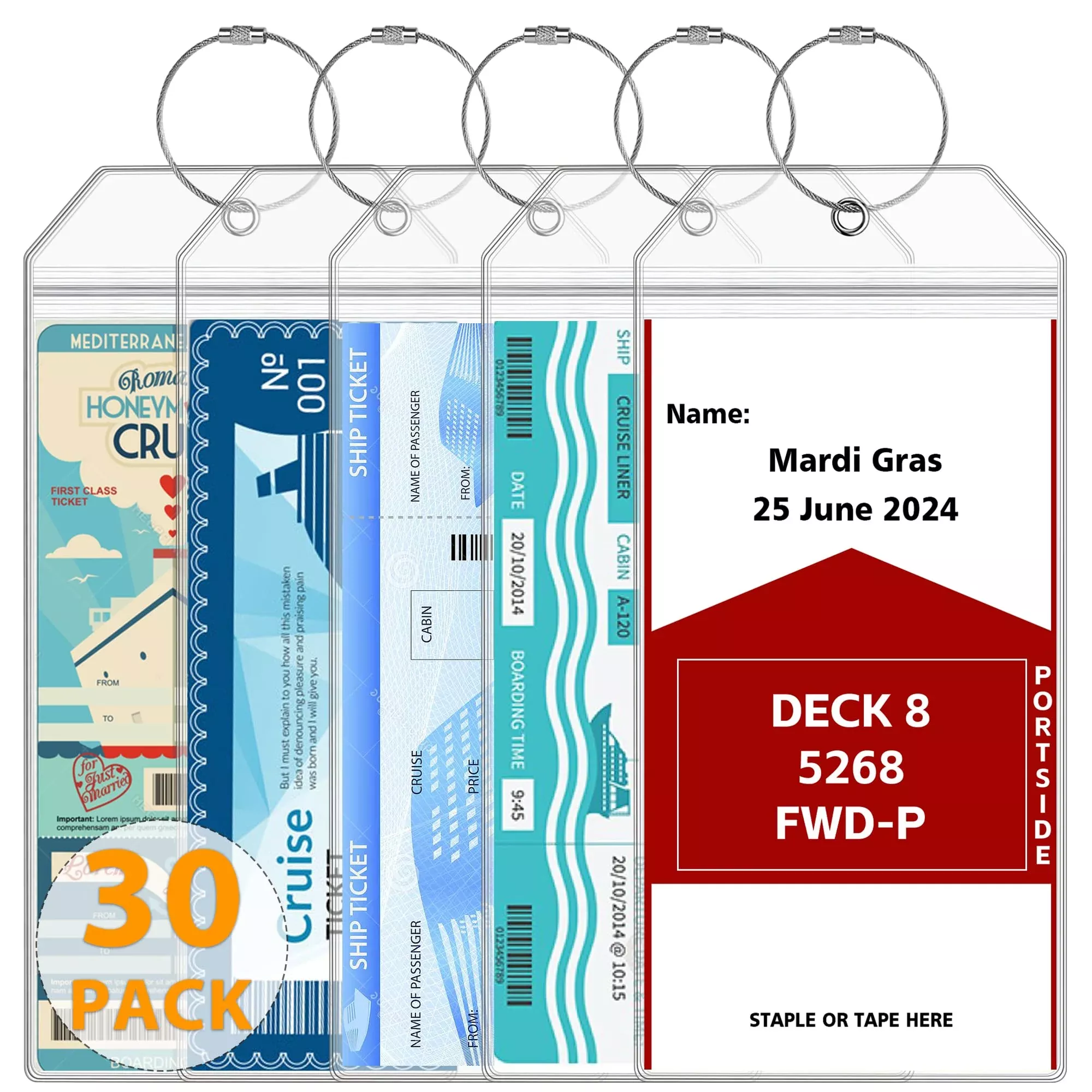 30 Pack Luggage Tags Travel Essentials & Cruise Essentials for NCL, Princess, Carnival, Royal Caribbean & Celebrity Cruise Ships by SEAVILIA