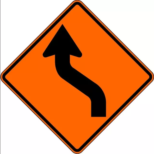 48" x 48" Orange Hi-Intensity Reflective Vinyl Roll-Up Sign - Reverse Curve Left