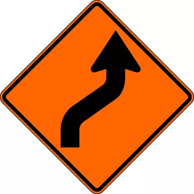 48" x 48" Orange Hi-Intensity Reflective Vinyl Roll-Up Sign - Reverse Curve Right