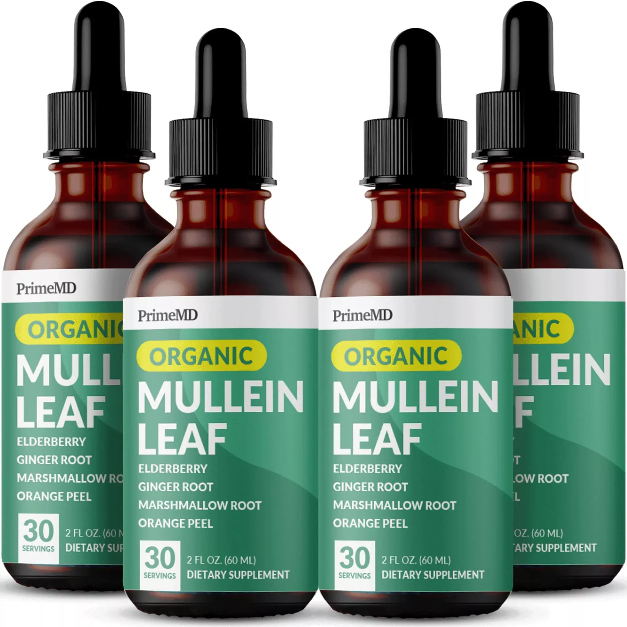 5-in-1 Mullein Drops for Lungs and Bronchial - Respiratory Lung Health Support with Mullen Leaf Extract for Lungs - Mullein Tincture with Elderberry, Echinacea and Ginger Root (60 Servings) (2-pack)