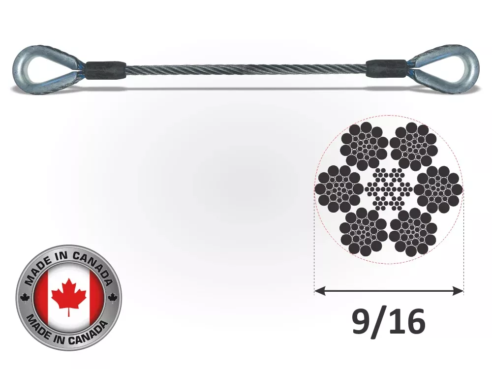 9/16" Wire Rope Sling - Thimble Eye