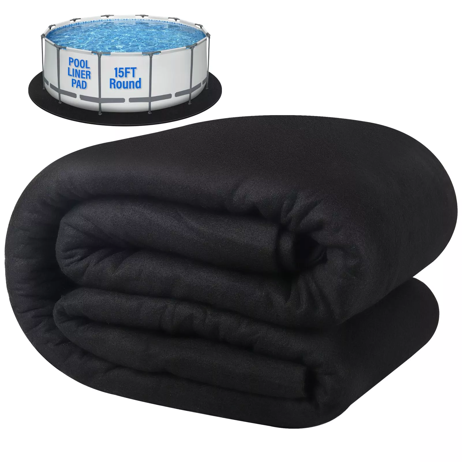 ACTREY 15 FT Pool Liner Pad for Above Swimming Pools,Pool Pad 350g /㎡ Pre-Cut Heavy Duty Outdoor Pool Pads|Double Density| Puncture Resistant|Seamless Durable Eco-Friendly for Padding & Protection