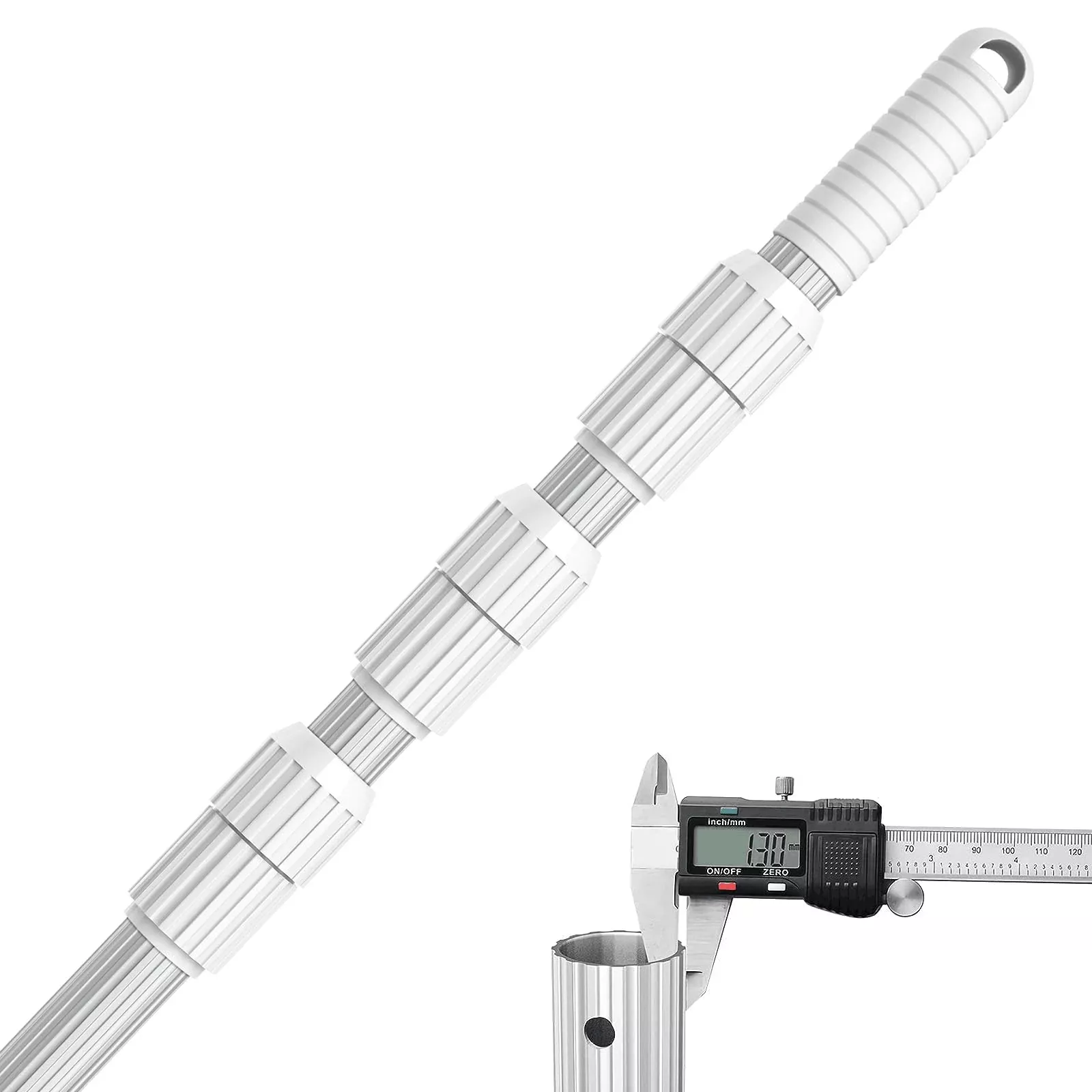 ARLBA Professional 16.5 Foot Swimming Pool Pole Telescopic,Heavy Duty Aluminum Extension Pole Thicken 1.30mm,Telescoping Pole Adjustable 6.5-16.5ft, Pool Cleaning Pole for Vacuum,Brush,Skimmer Net