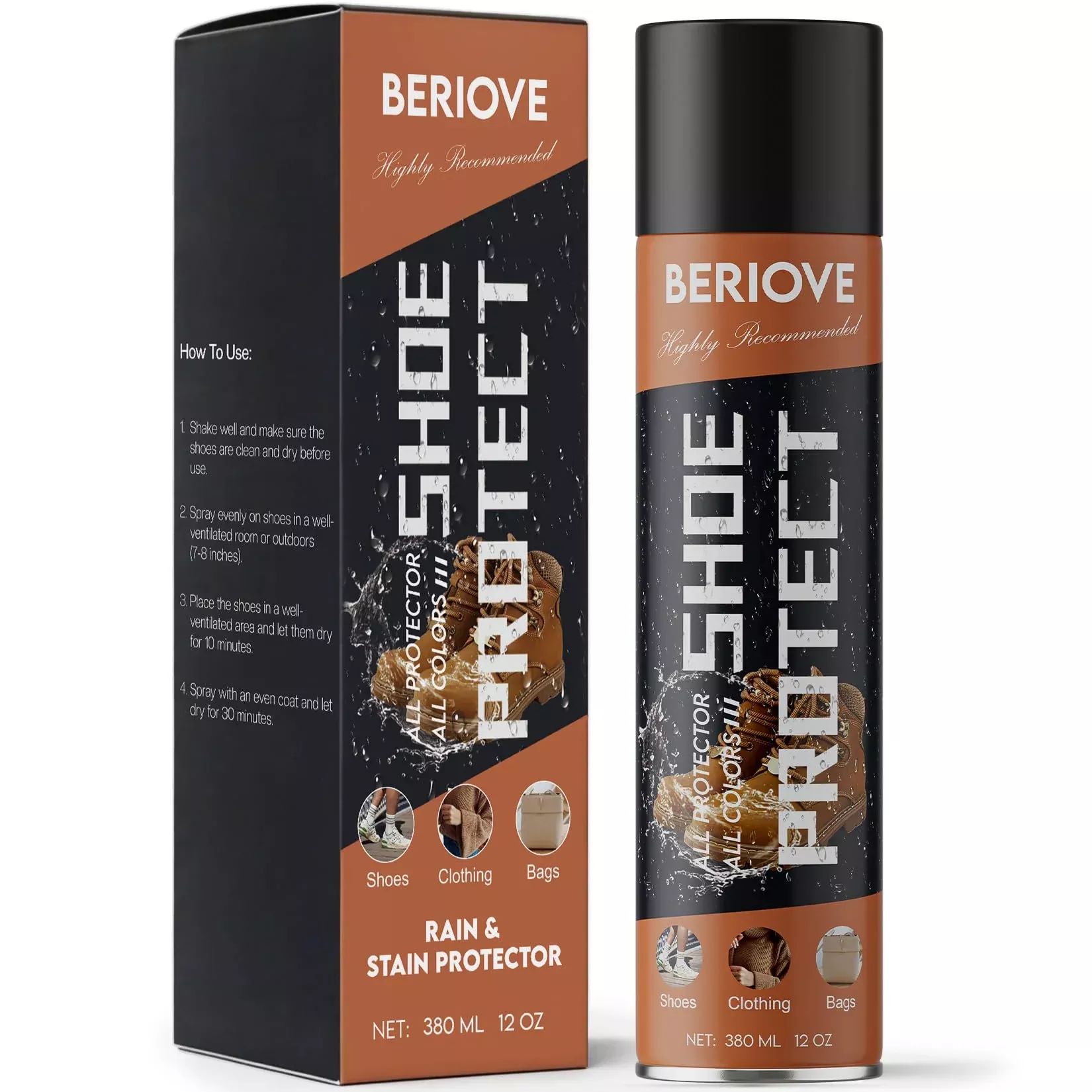 BERIOVE Shoe Protector Spray Waterproof : 13.5 OZ Waterproof Shoe Spray - Suede Protector Spray for Sneaker Boots & Canvas (white1)