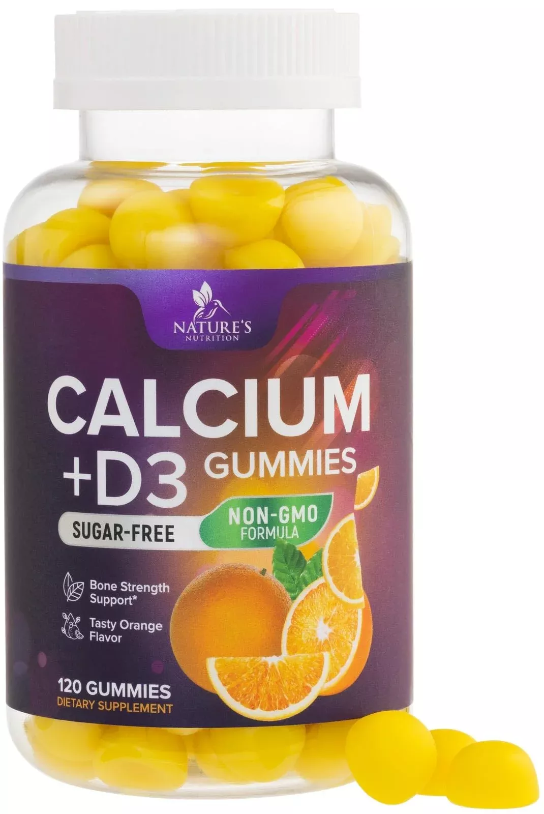 Calcium Supplement Gummies - Sugar Free Calcium Gummy with Vitamin D3 for Best Absorption - Supports Immune Health, Bones & Teeth - Nature's Calcium Chews for Women & Men - Berry Flavor - 120 Gummies