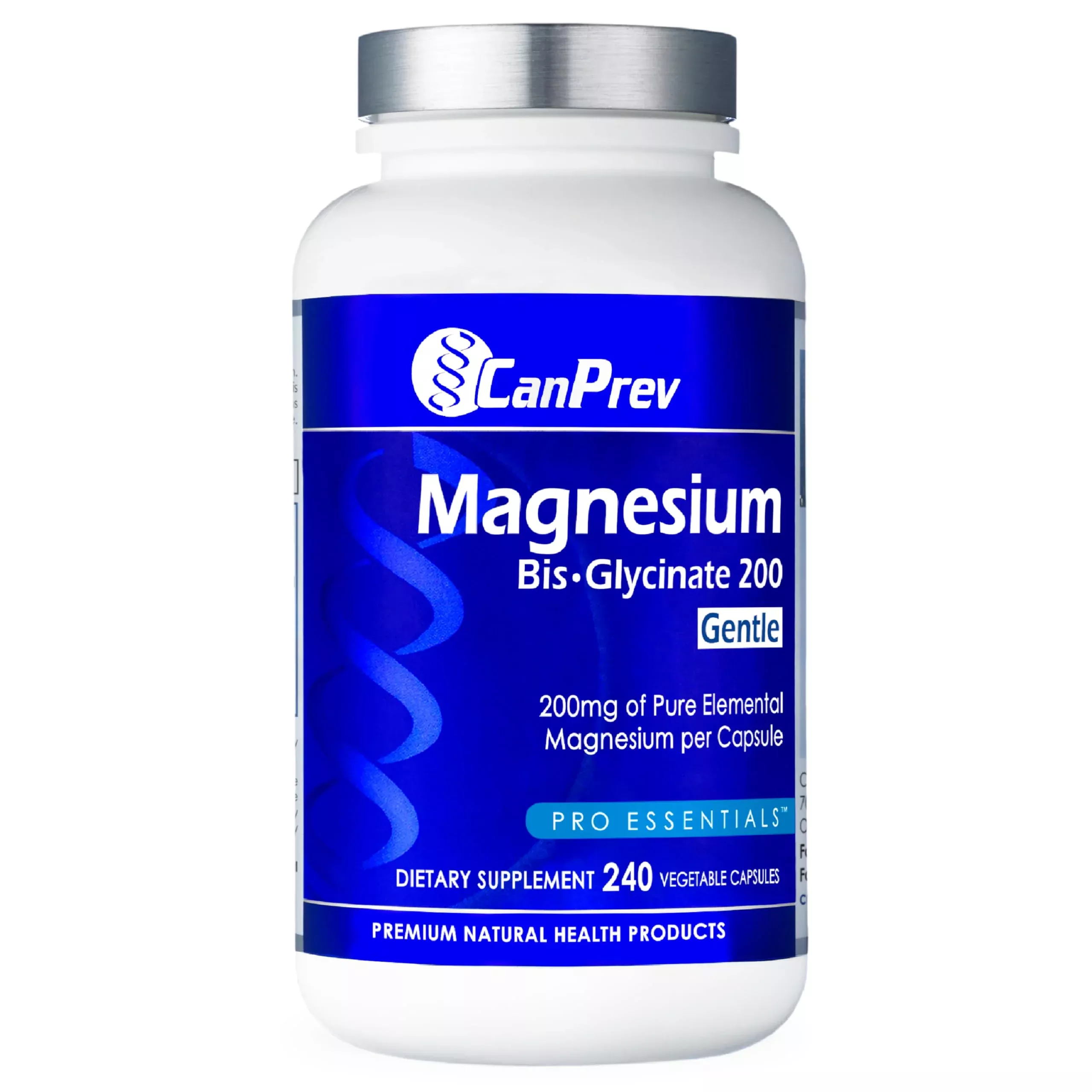 CanPrev Magnesium BisGlycinate Gentle 200mg, 240 v-Caps 240-Day Supply - Pure Elemental Magnesium Supplement, Supports Bone and Muscle Function, Gentle on Stomach, Perfect for Daily Magnesium Needs