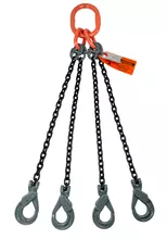 Chain Sling - 1/2" x 10' Quad Leg with Positive Locking Hooks - Grade 100