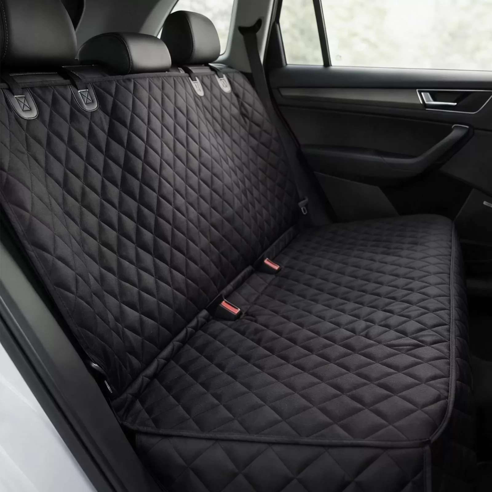 fidozen Waterproof Dog Car Seat Cover with Belt for Back Seat - Washable Pet Protector Accessories for Cars, Trucks, SUVs, and Bench Seats - Auto Backseat Hammock for Small & Large Dogs