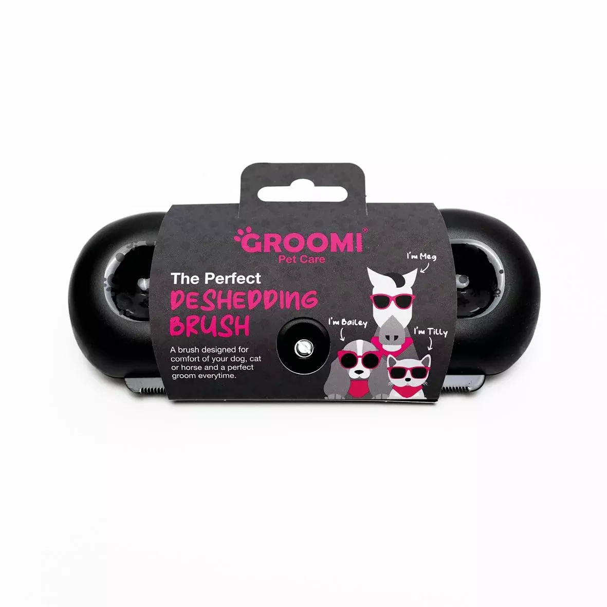 Groomi Deshedding & Grooming Brush for Dogs, Cats, Horses & Rabbits - Gentle & Effective Pet Grooming Tool, Wide Shallow Comb, Smooth Groomer