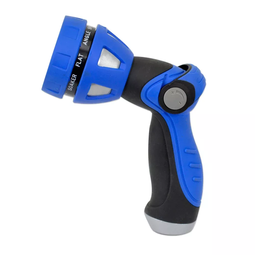 HoseCoil Thumb Lever Nozzle w/Metal BodyNine Pattern Adjustable Spray Head