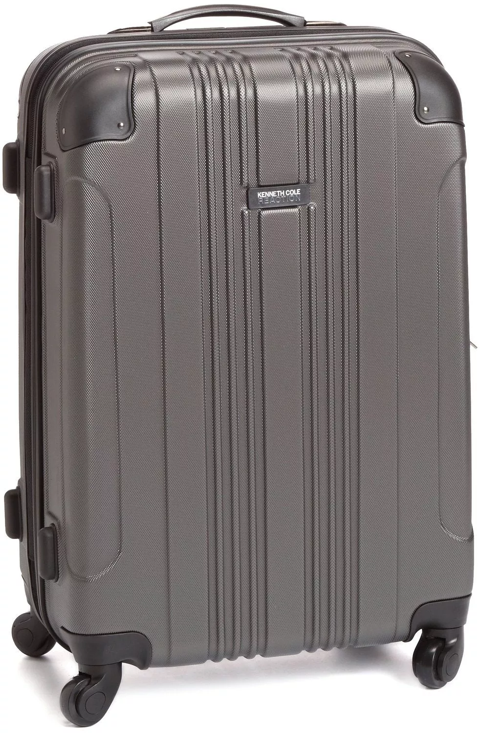 Kenneth Cole REACTION Out of Bounds Lightweight Hardshell 4-Wheel Spinner Luggage, Charcoal, 24-Inch Checked