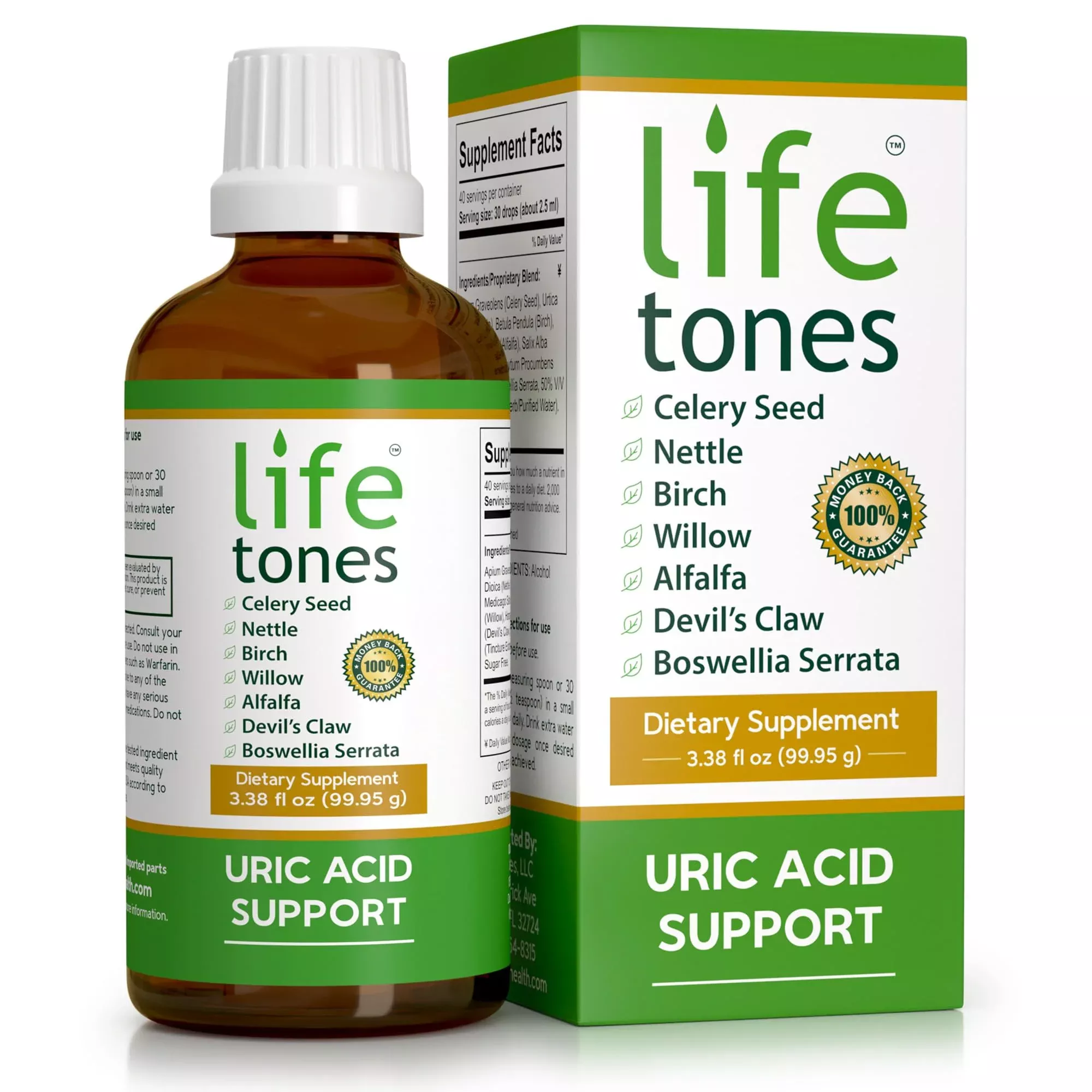 Life Tones Uric Acid Support - Joint Health for Men & Women - Liquid Uric Acid Cleanse for High Absorption - Herbal Cleanse Detox for Joint Comfort - Boost Flexibility - 3.38 fl oz
