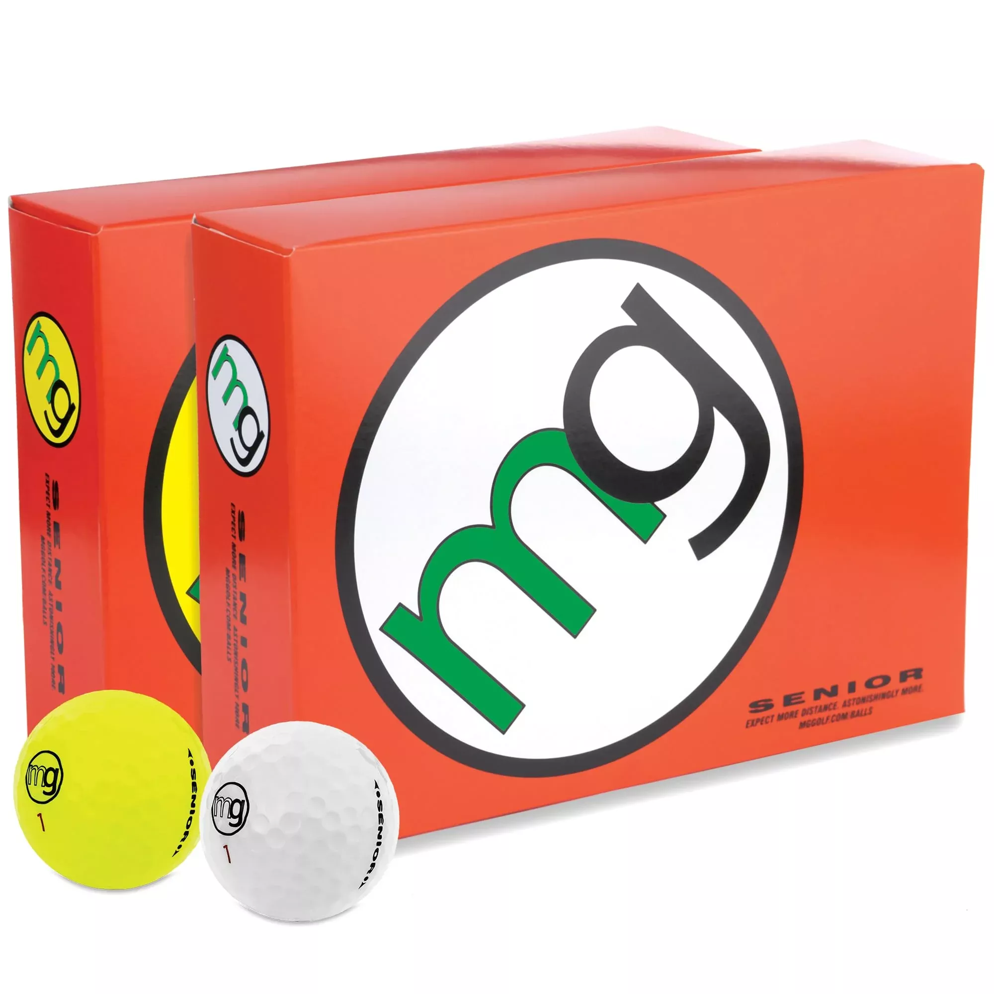 MG Golf Balls Senior Longest with Speed, Distance, & Maximum Enjoyment (1-Dozen) Choose from Classic White or Optic Yellow