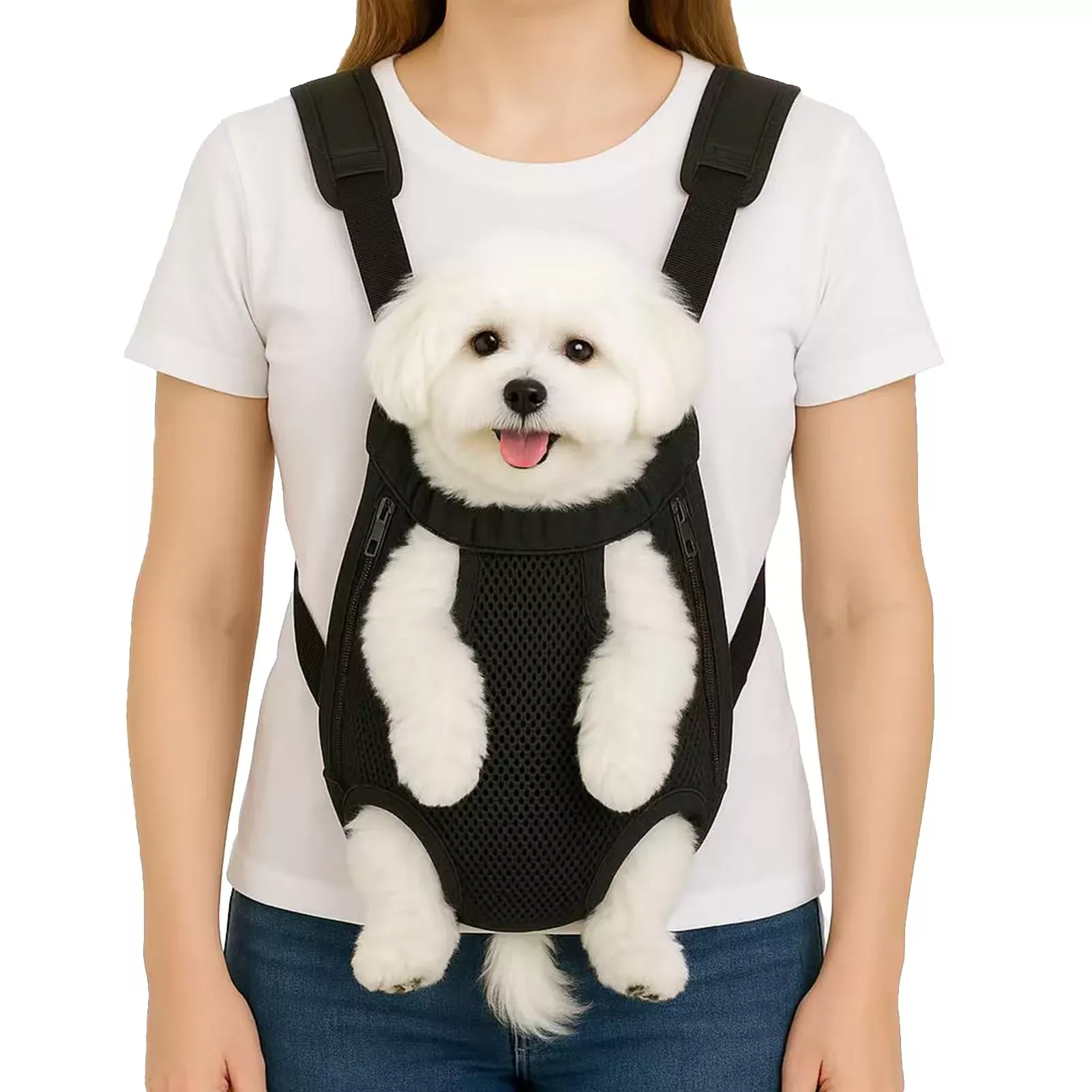 Mosago Dog Backpack Carrier, Adjustable Pet Front Carriers, Legs Out Carrying Sling Travel Bag for Small Medium Dogs 4-7 Lbs, Soft Wearable Puppy Chest Carry Backpacks for Walking /Hiking /Camping