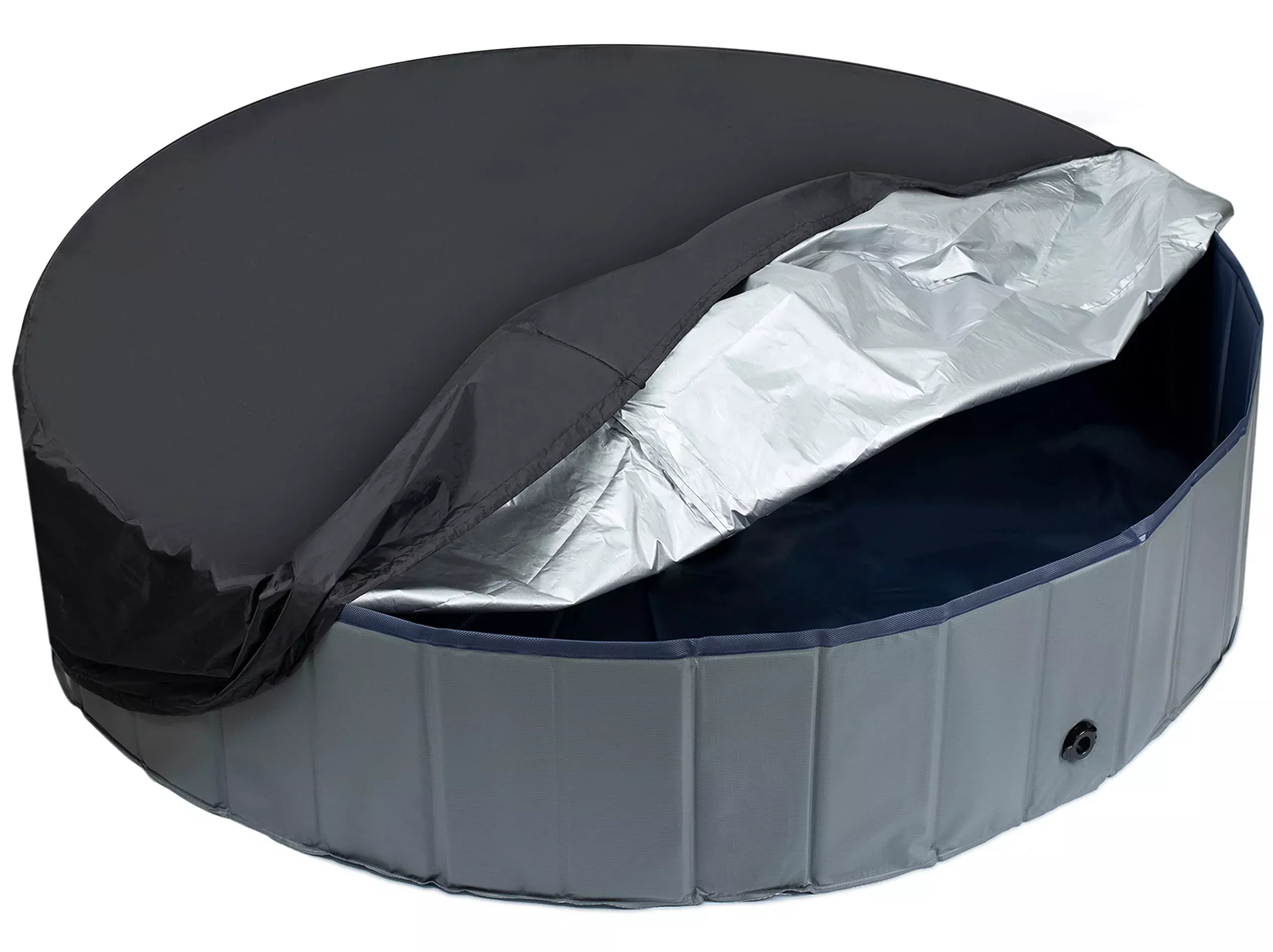 Niubya Round Dog Pool Cover, Foldable Pet Swimming Pool Cover, Waterproof Dustproof and Washable Pool Protective Cover with Drawstring Design, 64 x 12 Inches
