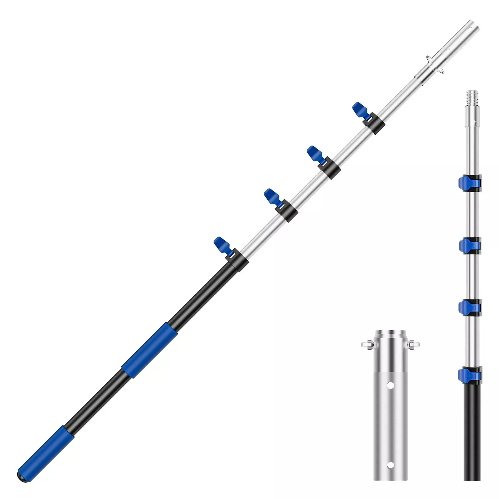 Pool Pole Telescopic 20FT Heavy Duty Upgraded Aluminum, 20 Ft Extension /Extendable Telescoping Tool for Above Ground /Inground Swimming Cleaning Supplies Accessories, Leaf Skimmer /Brush /Net /Vacuum /Mesh