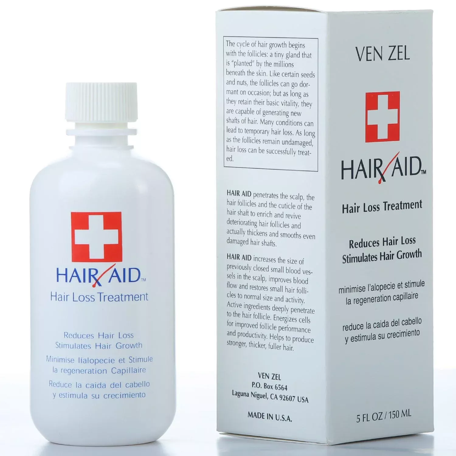 REXSOL Hair Aid Hair Loss Treatment | Stimulates Hair Growth | With pure Vitamin C & E | Yeast Cell Derivatives | Ginseng, Rosemary, Burdock & Ginkgo Biloba Extract. (150 ml/ 5 fl oz)