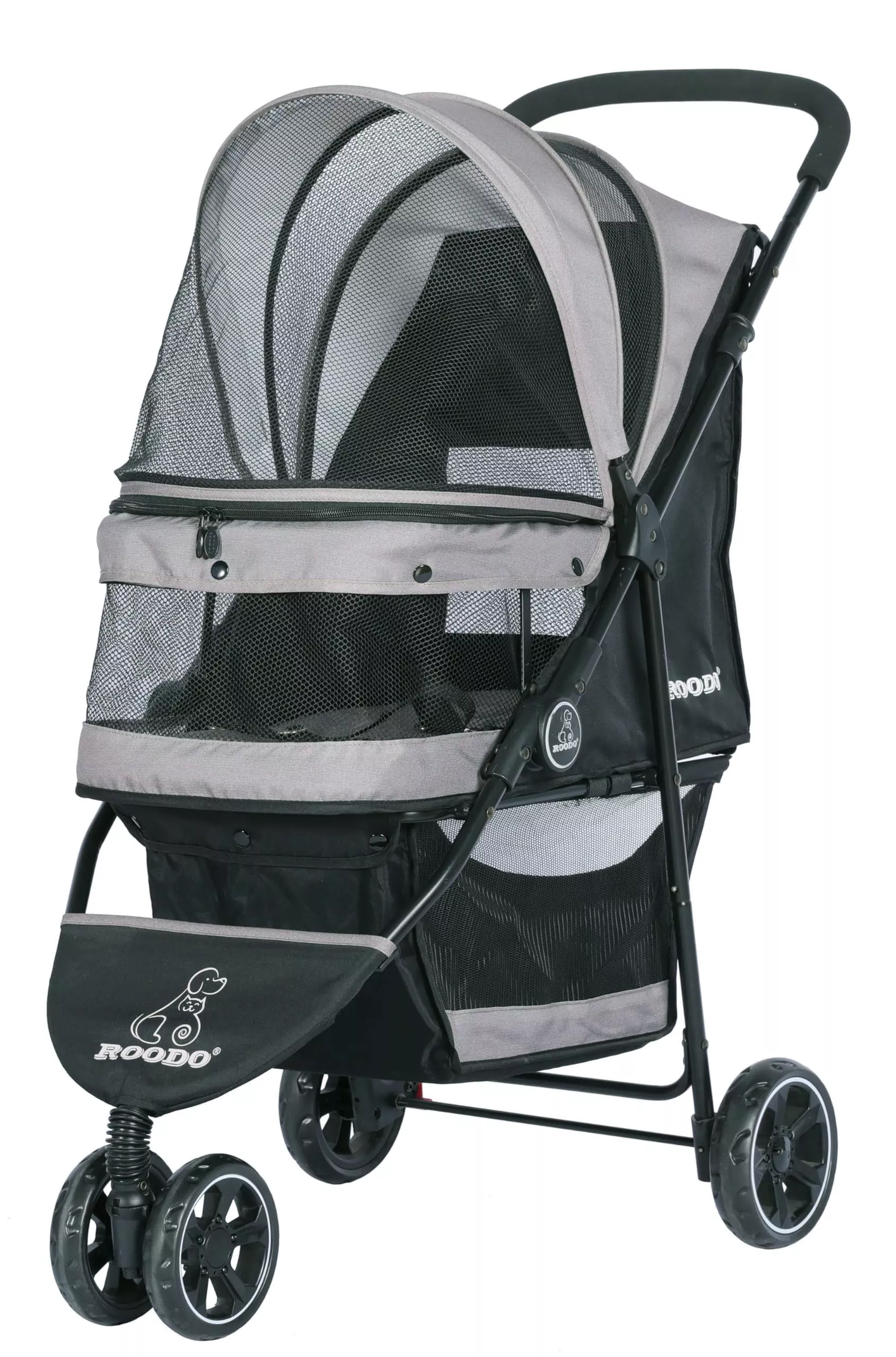 ROODO Escort 3 Wheel Dog Cat Pet Stroller for Small /Medium Dogs Cats Best Lightweight Foldable Portable Compact Jogger All Terrain Travel Pet Gear System Puppy Doggie Bunny Kitty Stroller(Grey)