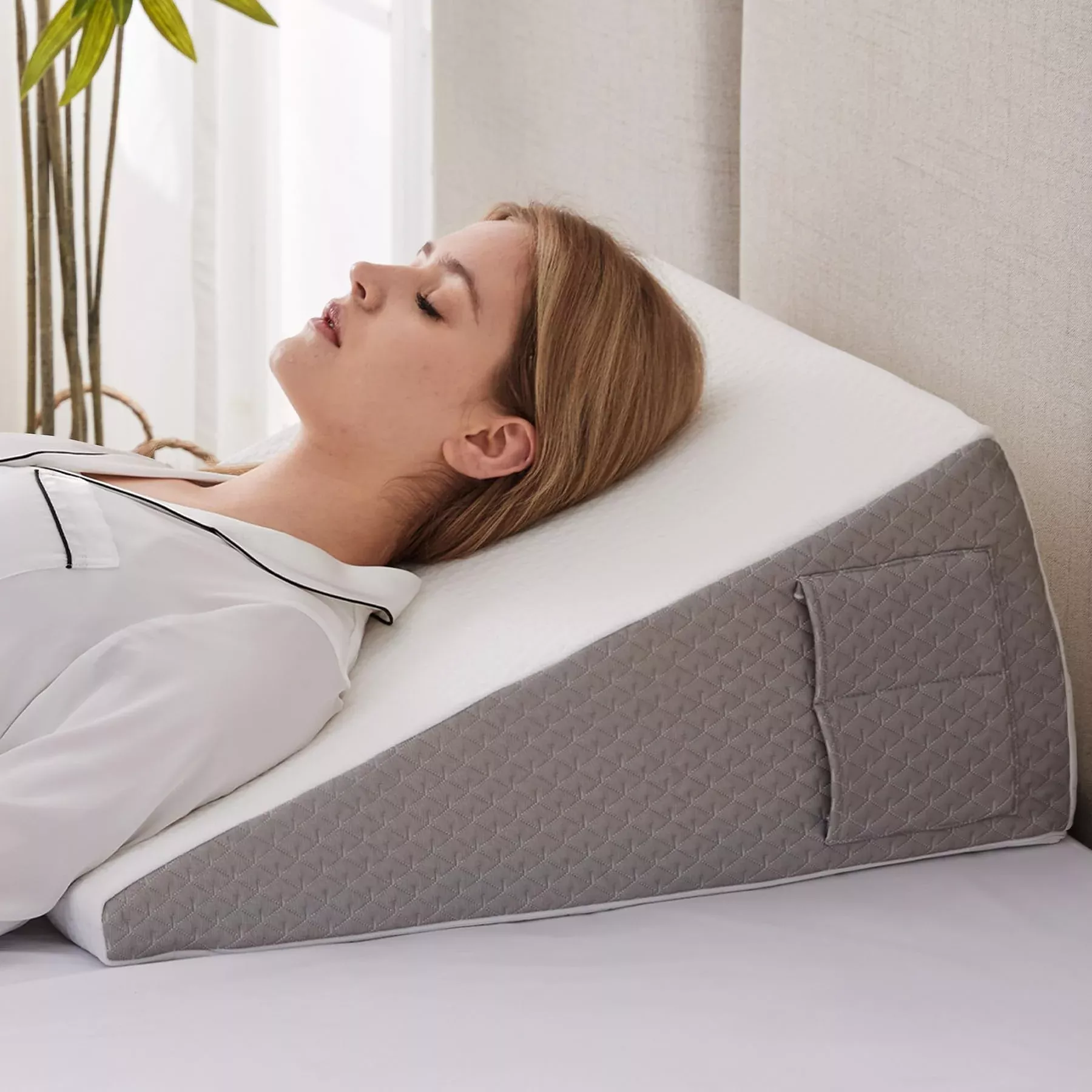 Ruqmuis Wedge Pillow for Acid Reflux, Bed Wedge Pillow for Headboard 10