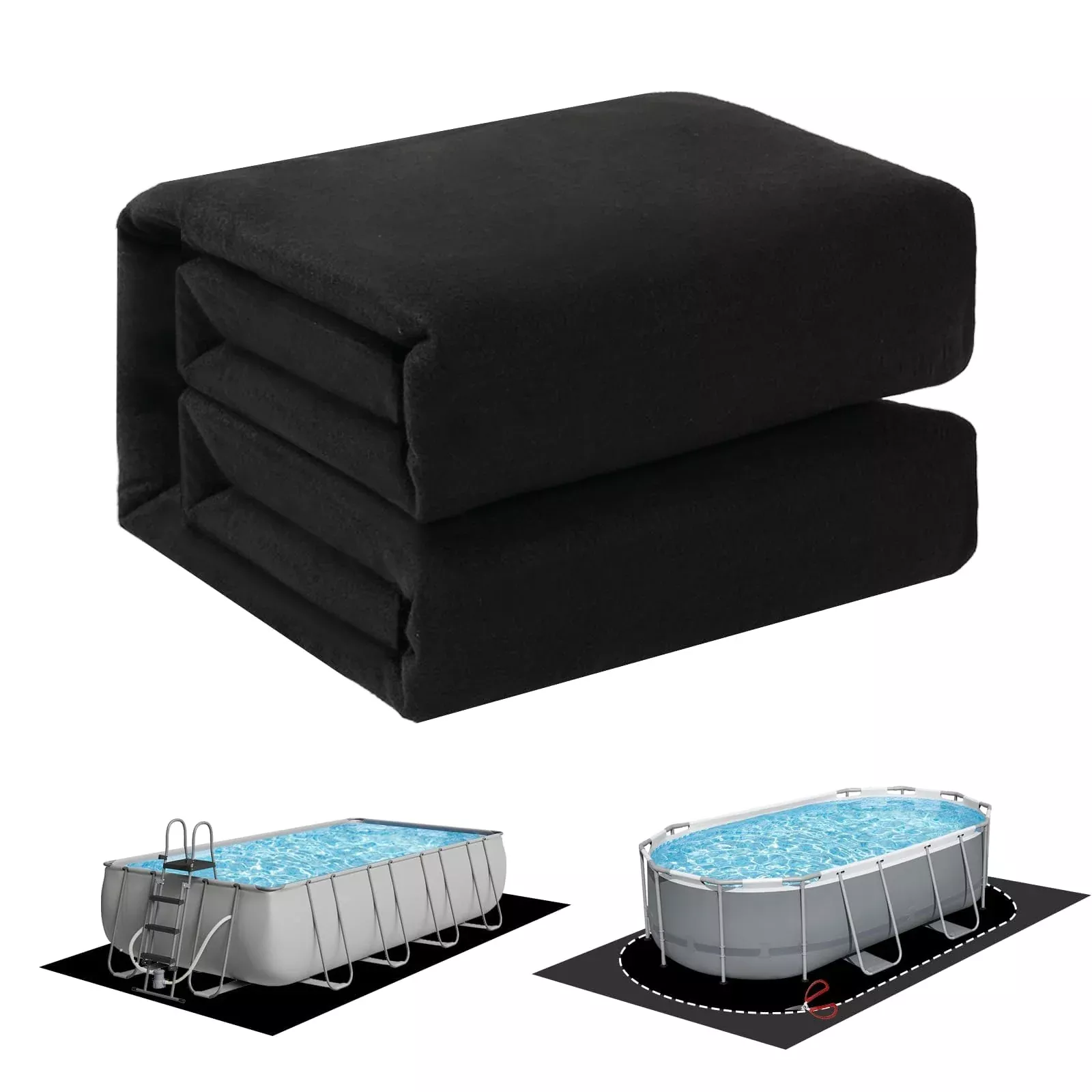 Safana Upgrade Thicken 10 x 16 ft Rectangular Pool Liner Pad for Rectangle /Oval Above Ground Pool, 300g /㎡ Seamless Swimming Pool Mat, Under Pool Padding, Puncture Protection, Extend Liner Life