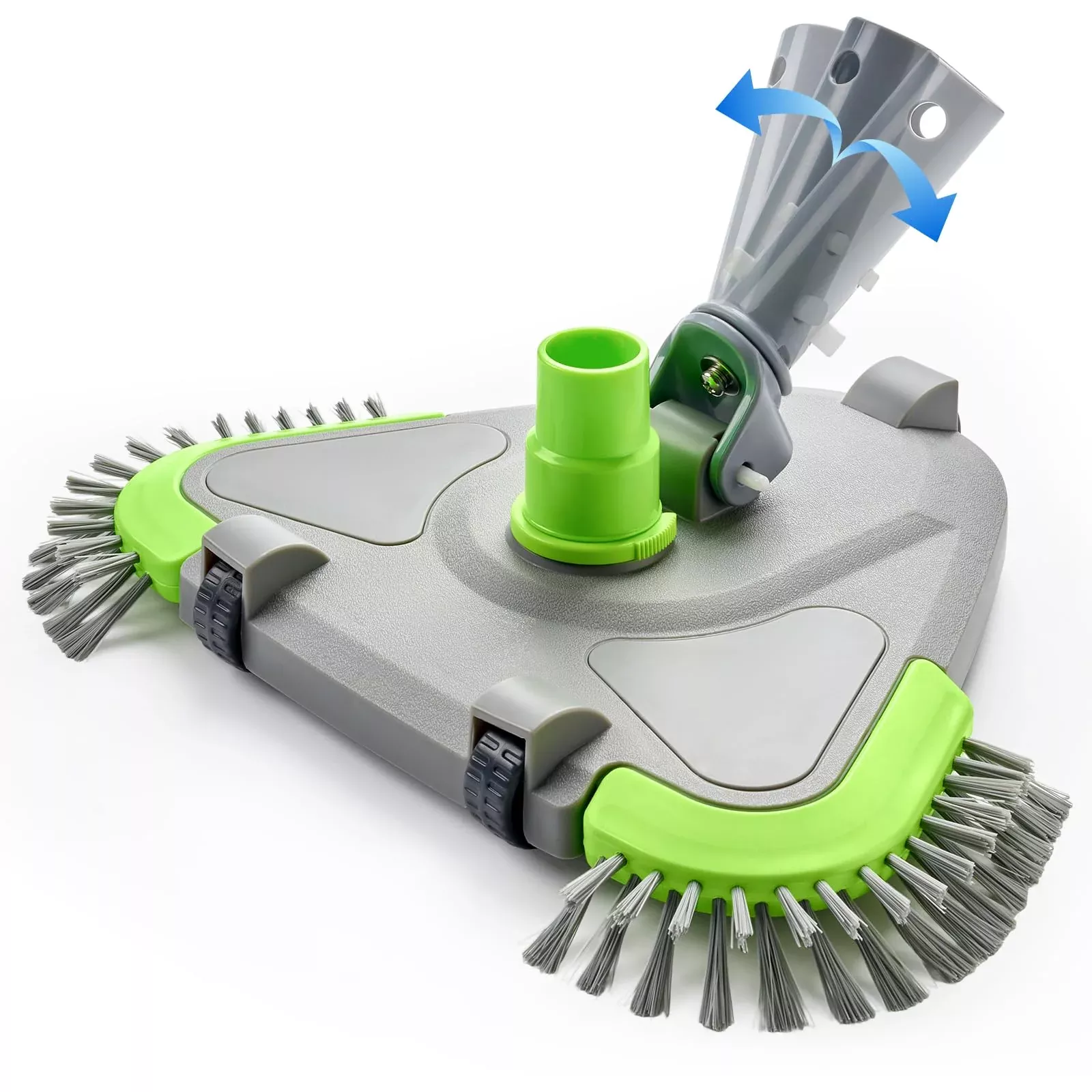Sepetrel Upgraded Pool Vacuum Head with Wheels,Smart Swivel Handle & Swivel Hose Adapter,Weighted Triangular Shape Brush Head, for Inground /Above Ground Swimming Pools