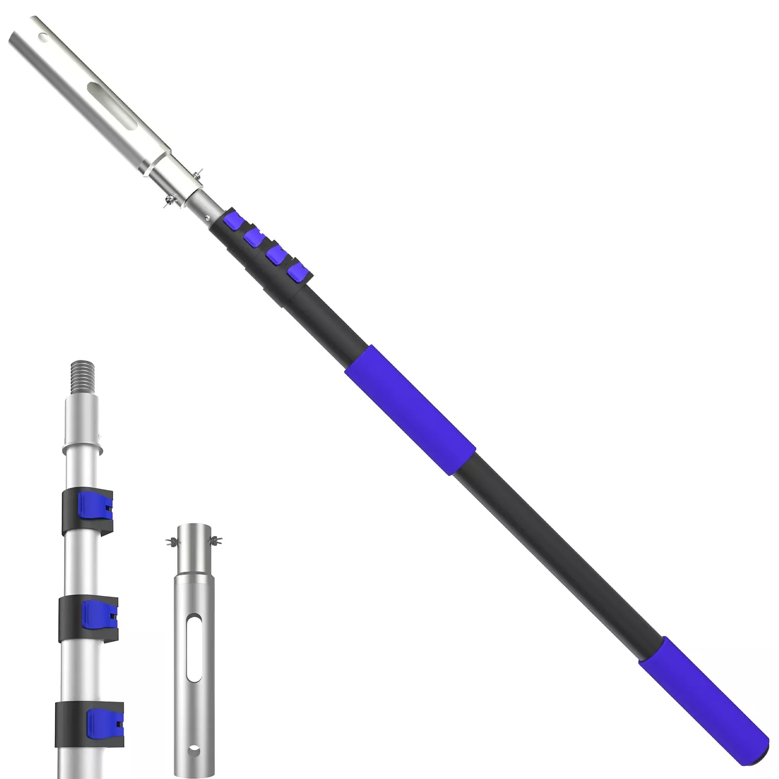 SKGPOLE Swimming Pool Pole, Upgraded 16FT Professional Telescopic Extendable Pool Pole Aluminium Heavy Duty, Adjustable Length 4 to 16 Feet, Universal Pole for Skimmer Nets, Brushes and Vacuum Heads