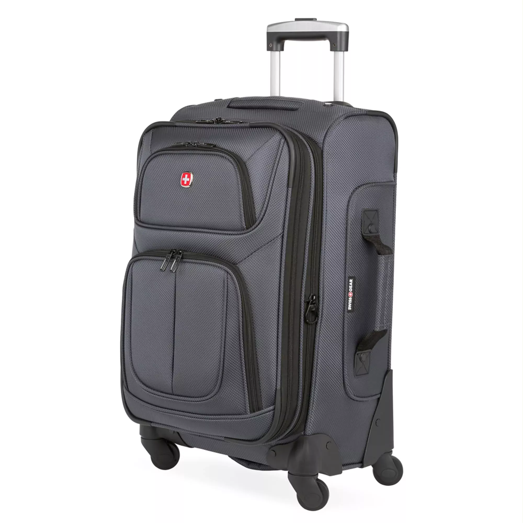 SWISSGEAR Sion Softside Expandable Spinner Luggage Durable Lightweight Travel Suitcase, Dark Grey, Carry-On 21-Inch