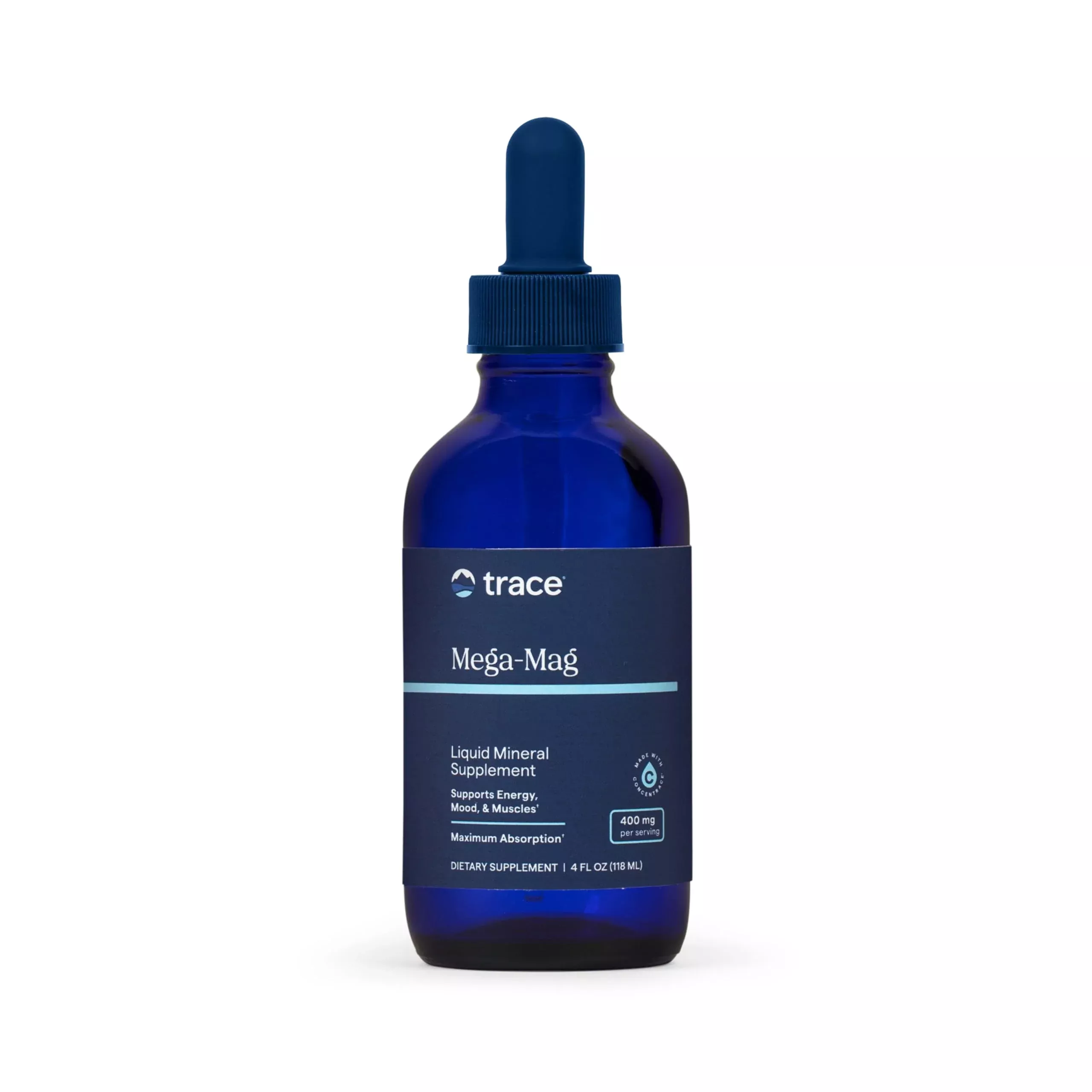 Trace Minerals Mega-Mag - Liquid Magnesium Supplement for Vitality & Energy Support - Muscle, Bone & Nerve Health - Natural Daily Drops - Non-GMO, Vegan & Gluten-Free - 4 fl oz (30 Servings)