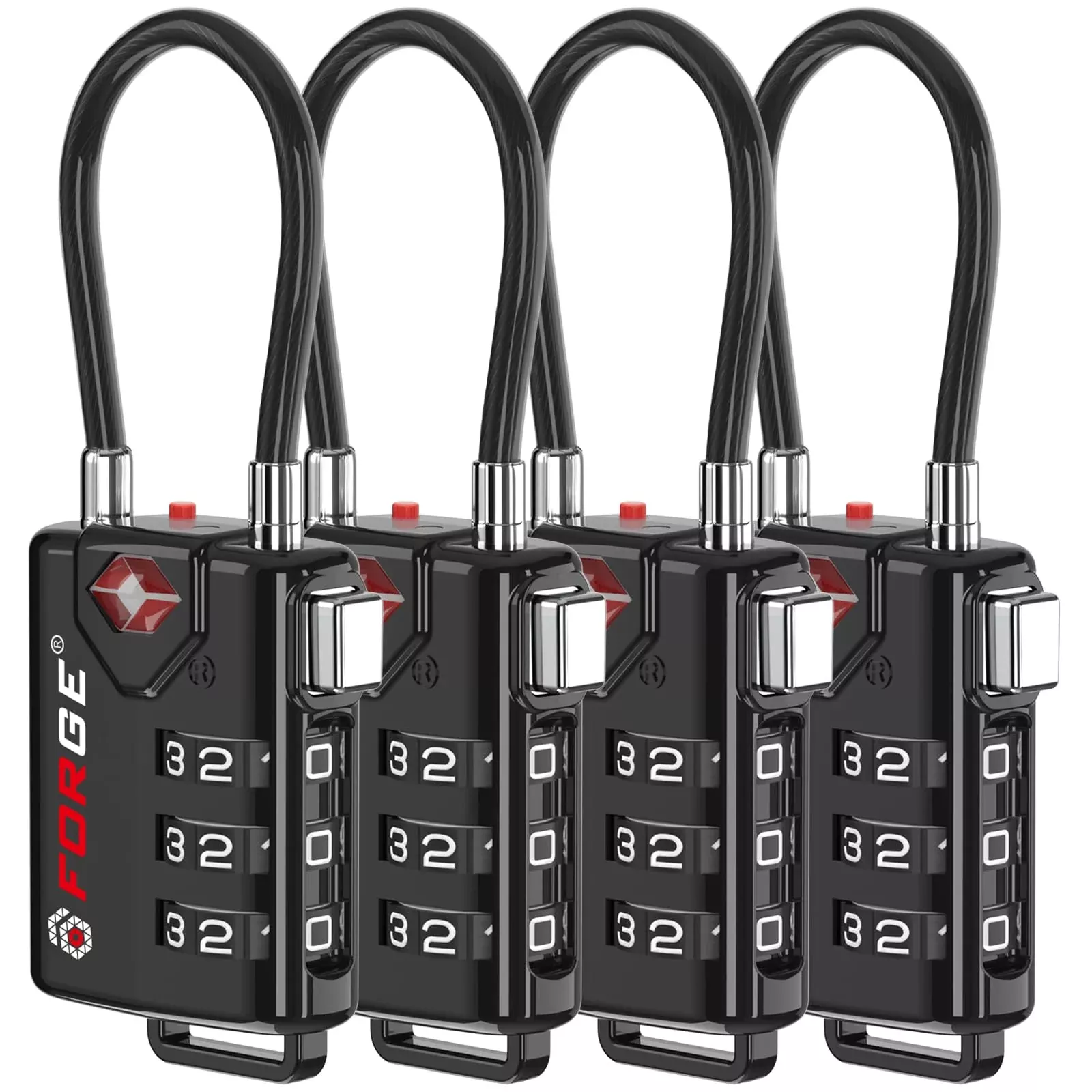 TSA Approved Cable Luggage Locks, Re-settable Combination with Alloy Body