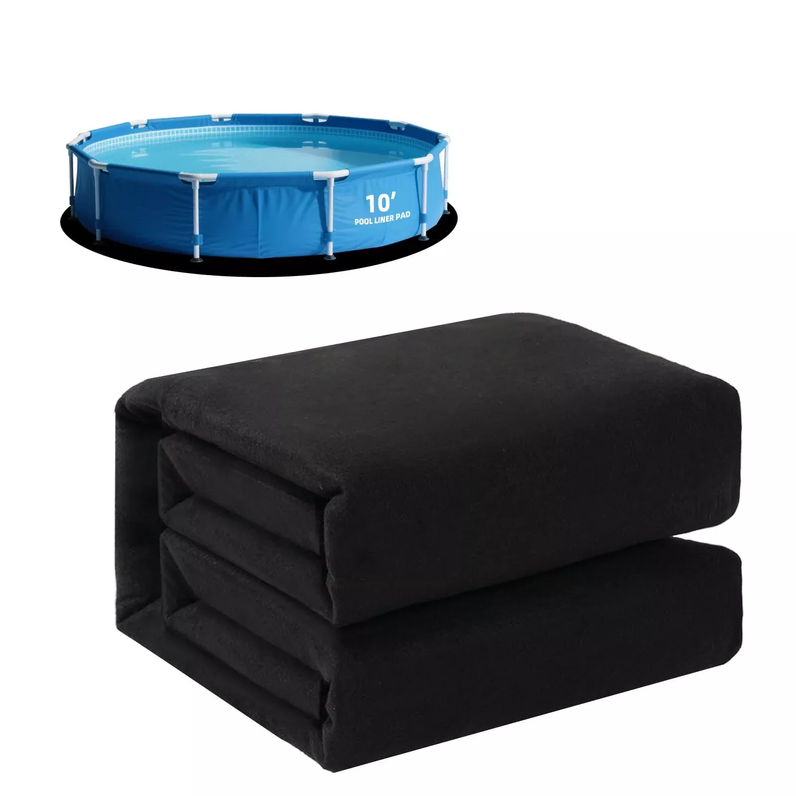 Upgrade Thicken 10ft Round Pool Liner Pad for Above Ground Pool, 300g /㎡ Seamless Swimming Pool Mat, Under Pool Padding, Puncture Protection, Extend Liner Life, Durable Geotextile Material Eco-Friendly