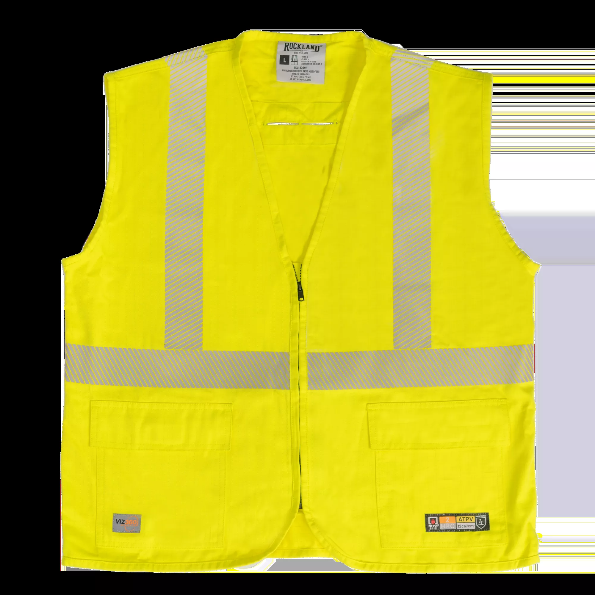 Yellow Class 2 Flame Resistant 12cal Modacrylic Solid Vest
