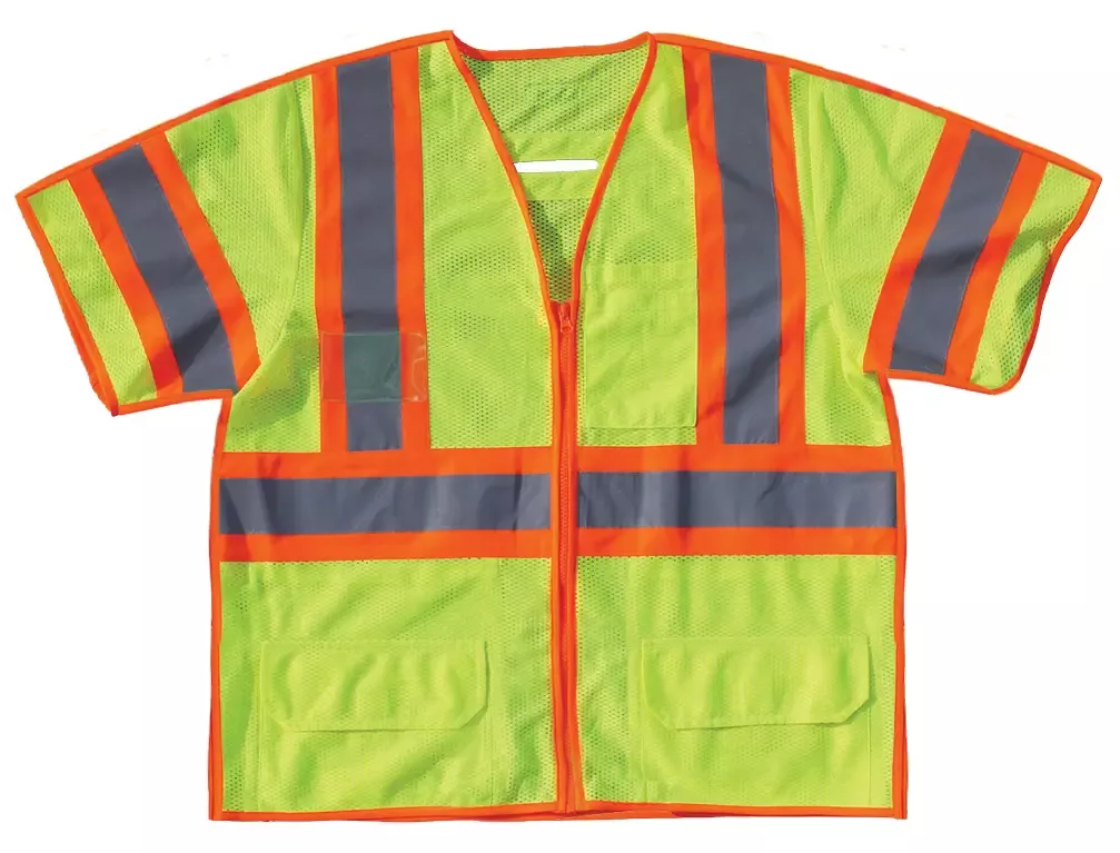 Yellow Class 3 Mesh Breakaway Vest with 2-Tone Striping