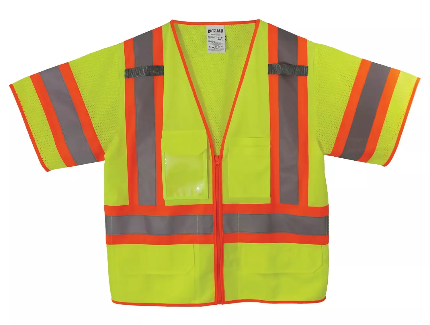 Yellow Class 3 Surveyors Vest with 2 Tone Striping and zipper