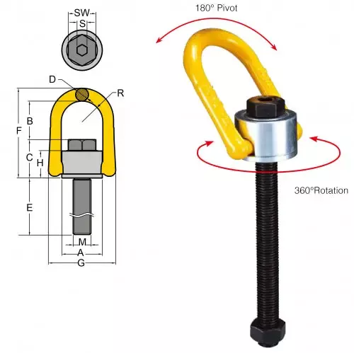 YOKE Type 231 Long Bolt Swivel Ring Hoist