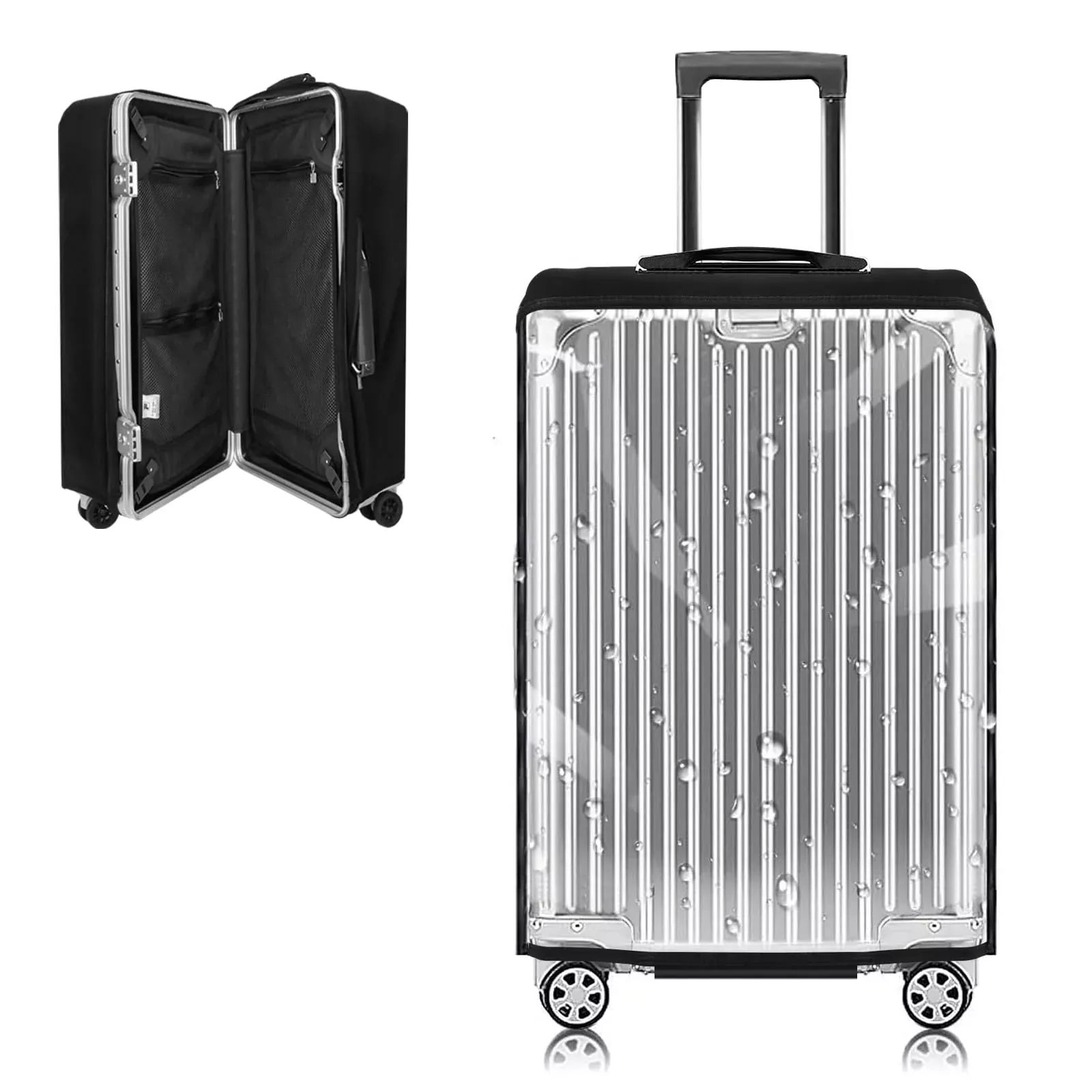 Yotako Upgraded Zippered Transparent PVC Suitcase Cover, No Disassembly Required Clear Luggage Protector for Suitcase Luggage Protector Cover 26''