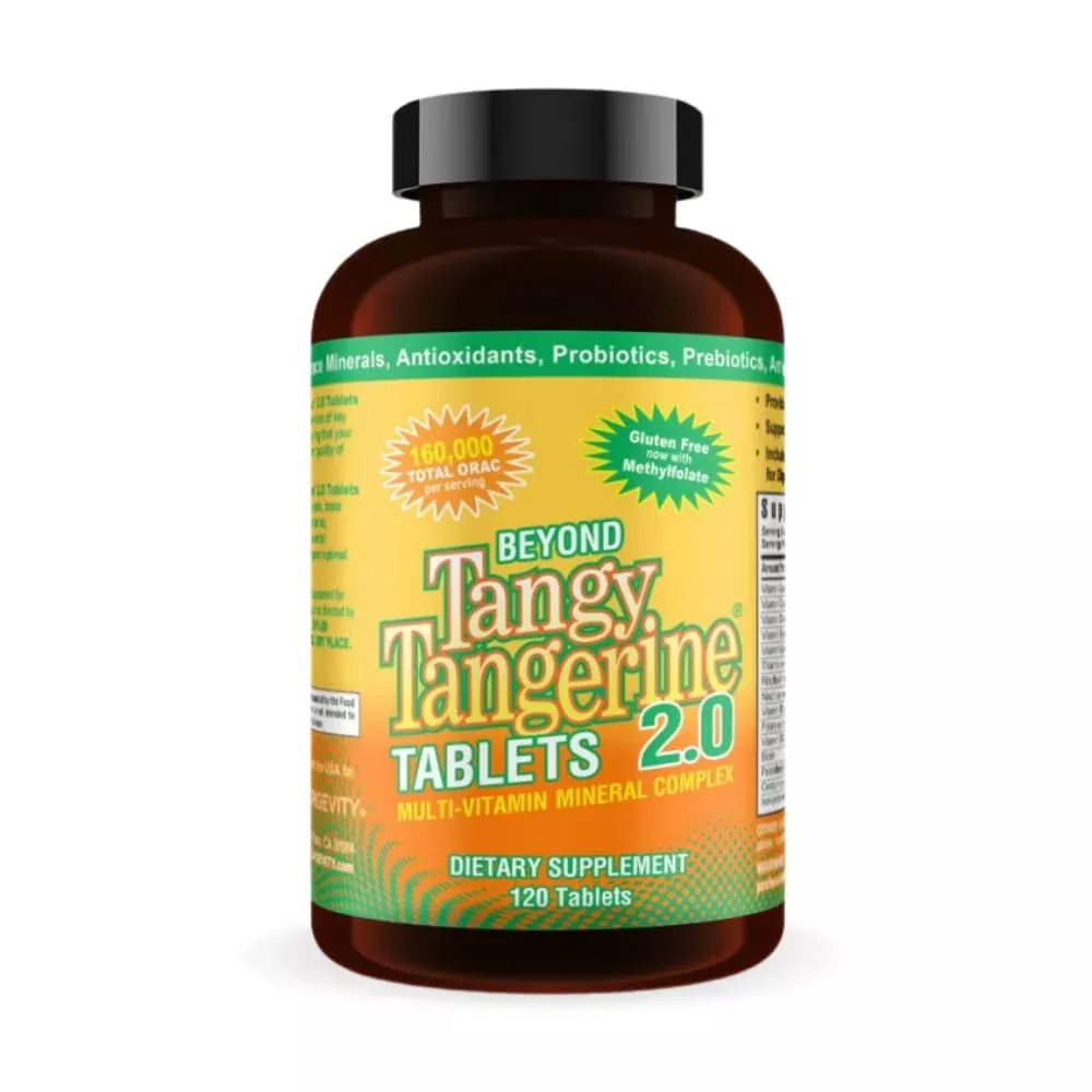 Youngevity Beyond Tangy Tangerine 2.0 Multi-Vitamin & Mineral Complex - Made with Natural & Whole Foods | 160,000 ORAC | 120 Tablets | 1 Bottle