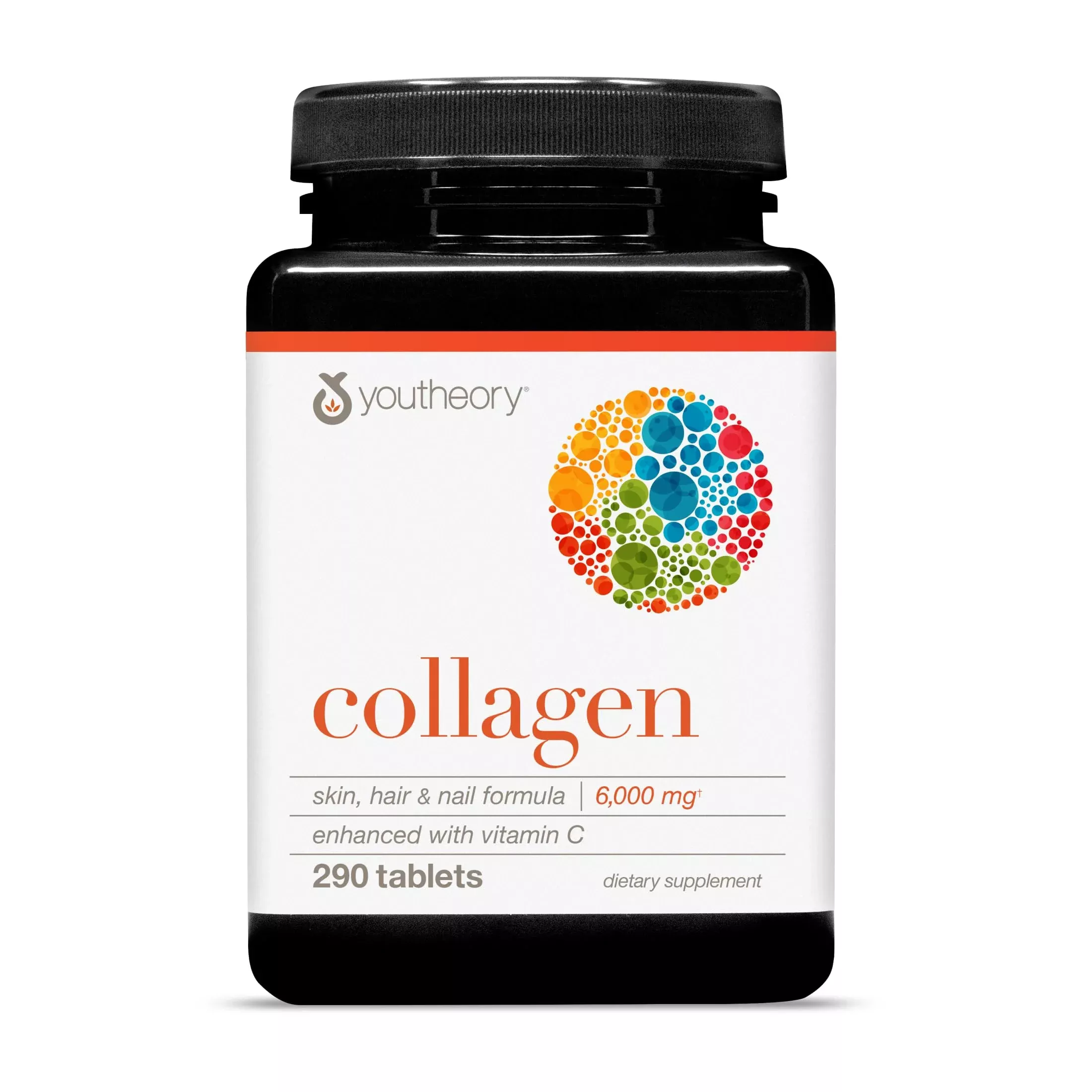 Youtheory Advanced Collagen - 6,000 mg Hydrolyzed Collagen Peptides - Includes Antioxidants & Contains Vitamin C - Hair Growth, Nails, Joint Health & Bone Support* - 290 Tablets (48-Day Supply)